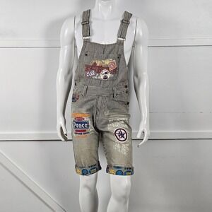 Clone Devgru Design Vintage Mens M Hickory Stripe Graphic Patch Short Overalls